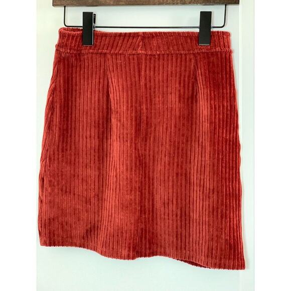 DEREK HEART Women's Corduroy Orange Rust Color Mini Skirt Sz‎ S - Picture 3 of 5